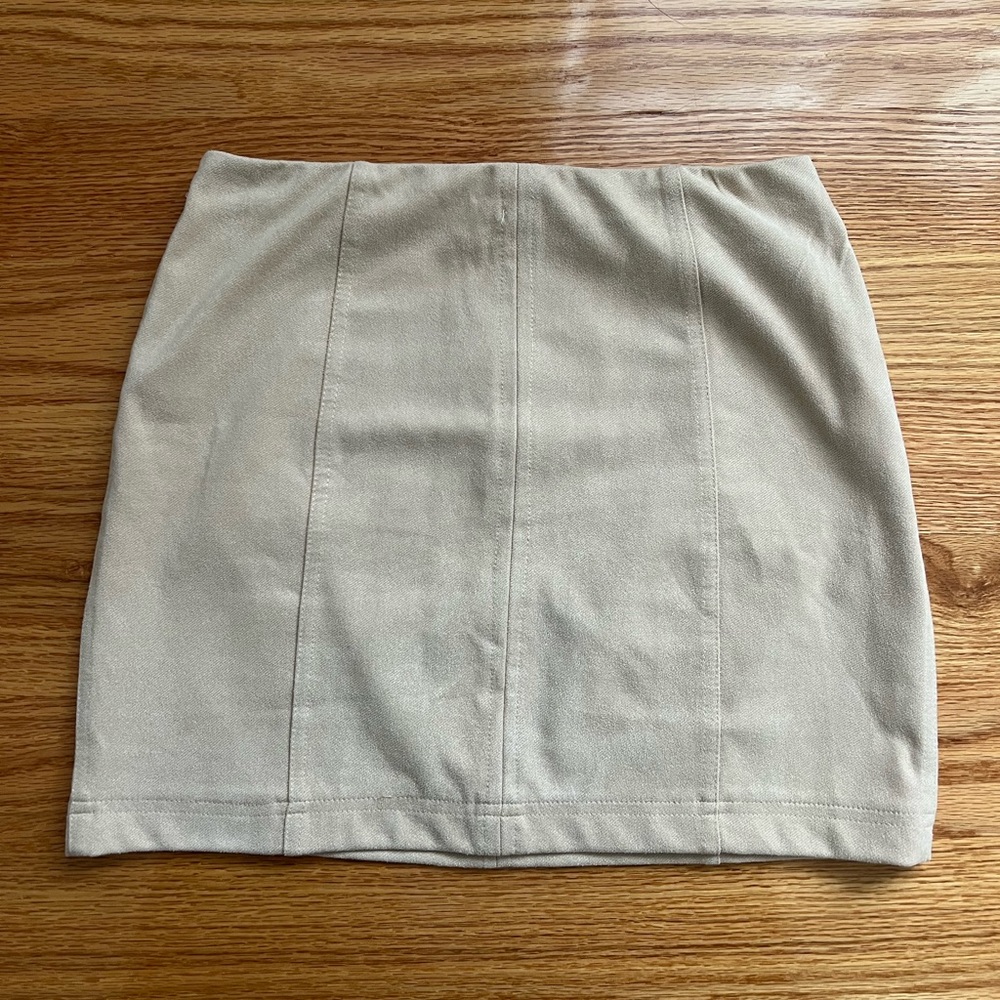 Cream Suede Mini Skirt